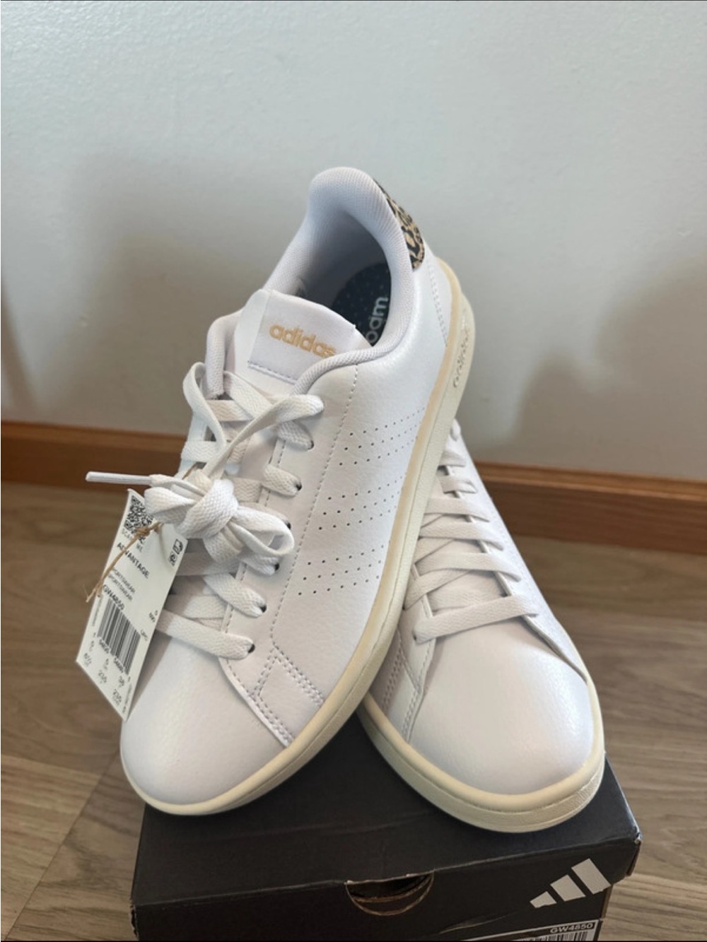 adidas White Sneakers with Leopard Heel Detail - Picture 2 of 9